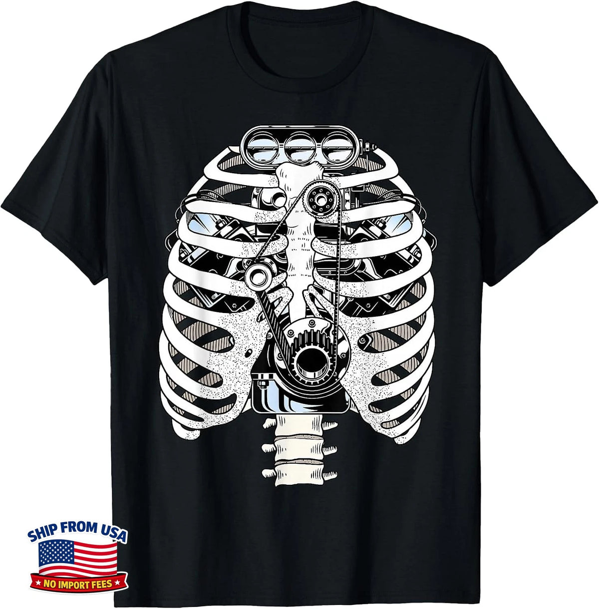 Halloween Skeleton Car Mechanic Engineer Graphic Mechanics T-Shirt