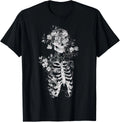 Floral Skeleton Flowers Goth Occult Death Dark Alt Aesthetic T-Shirt