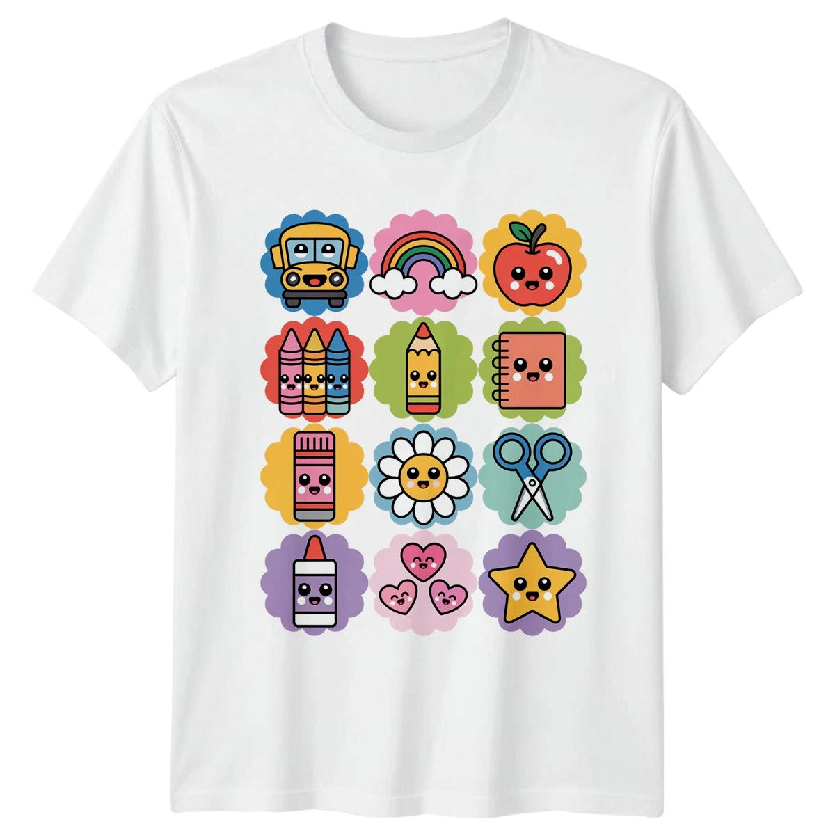 Cute Kawaii School Supplies Womens T-Shirt Kindergarten School Gift For Her