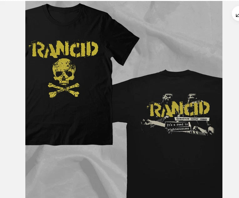 Rancid 90s Punk Rock Band Retro Black Double Sided T-Shirt