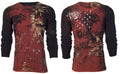 Archaic by Affliction Men's Thermal Shirt BRASS Skull Biker Black