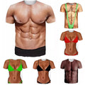 Funny Printed 3D Fake Chest Men TShirts Casual Gym Wear Street Style Tops
