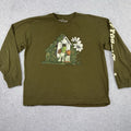 Frog and Toad Shirt Mens XL Olive Green Graphic Cartoon Frog Long Sleeve Dad