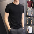 Classic Men's Trendy Pullover with Slim Round Neck Solid Color Short sleeve Tee