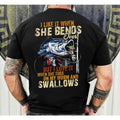 Men's Funny Bass Fishing Graphic Back Print Short Sleeve Fisherman Gift T-Shirt