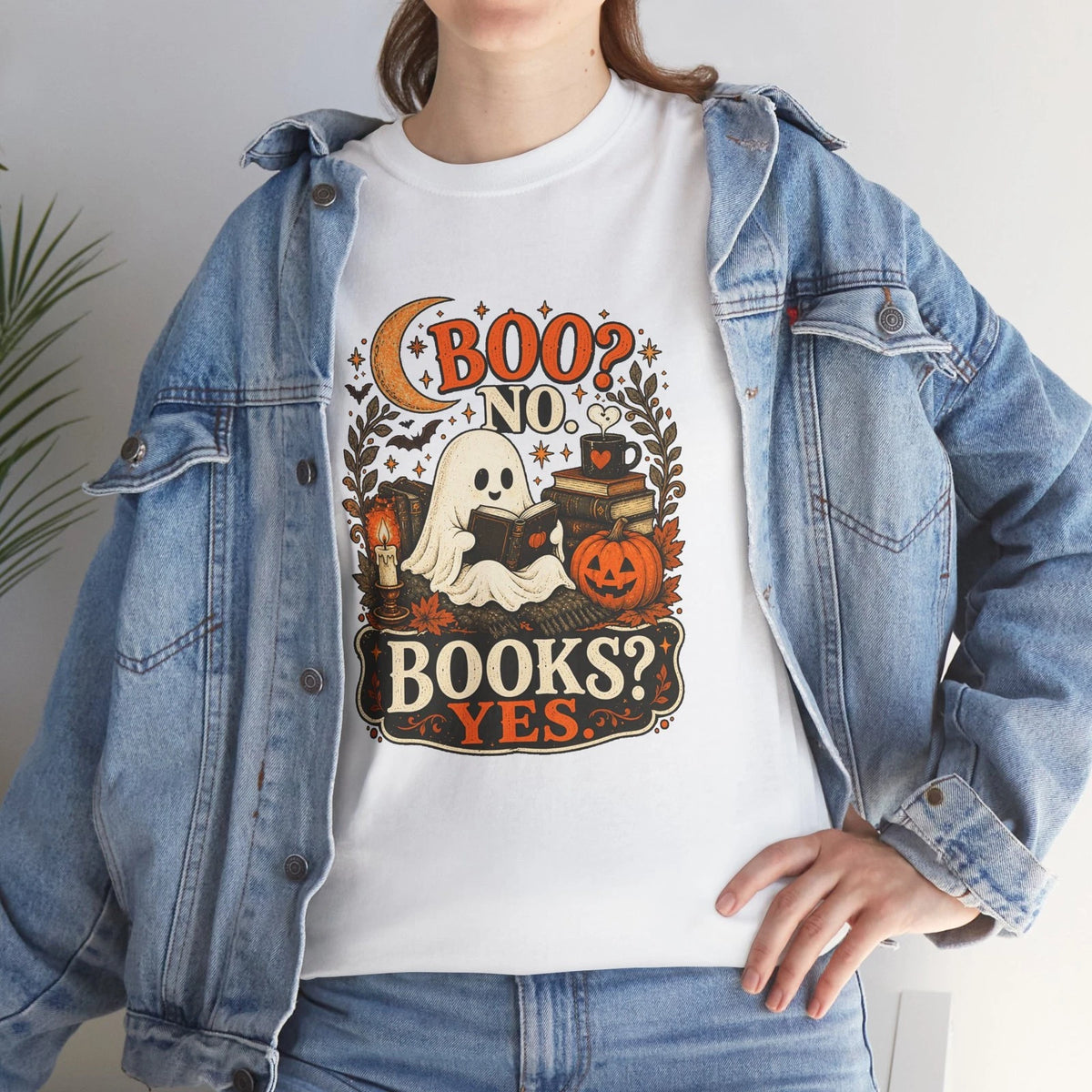 Boo No Books Yes Ghost Reading Halloween T-Shirt Book Lover Librarian Tee