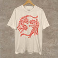 Japanese Fighting Tigers Tee Vintage Tattoo Art Graphic Shirt Retro Tiger Lover