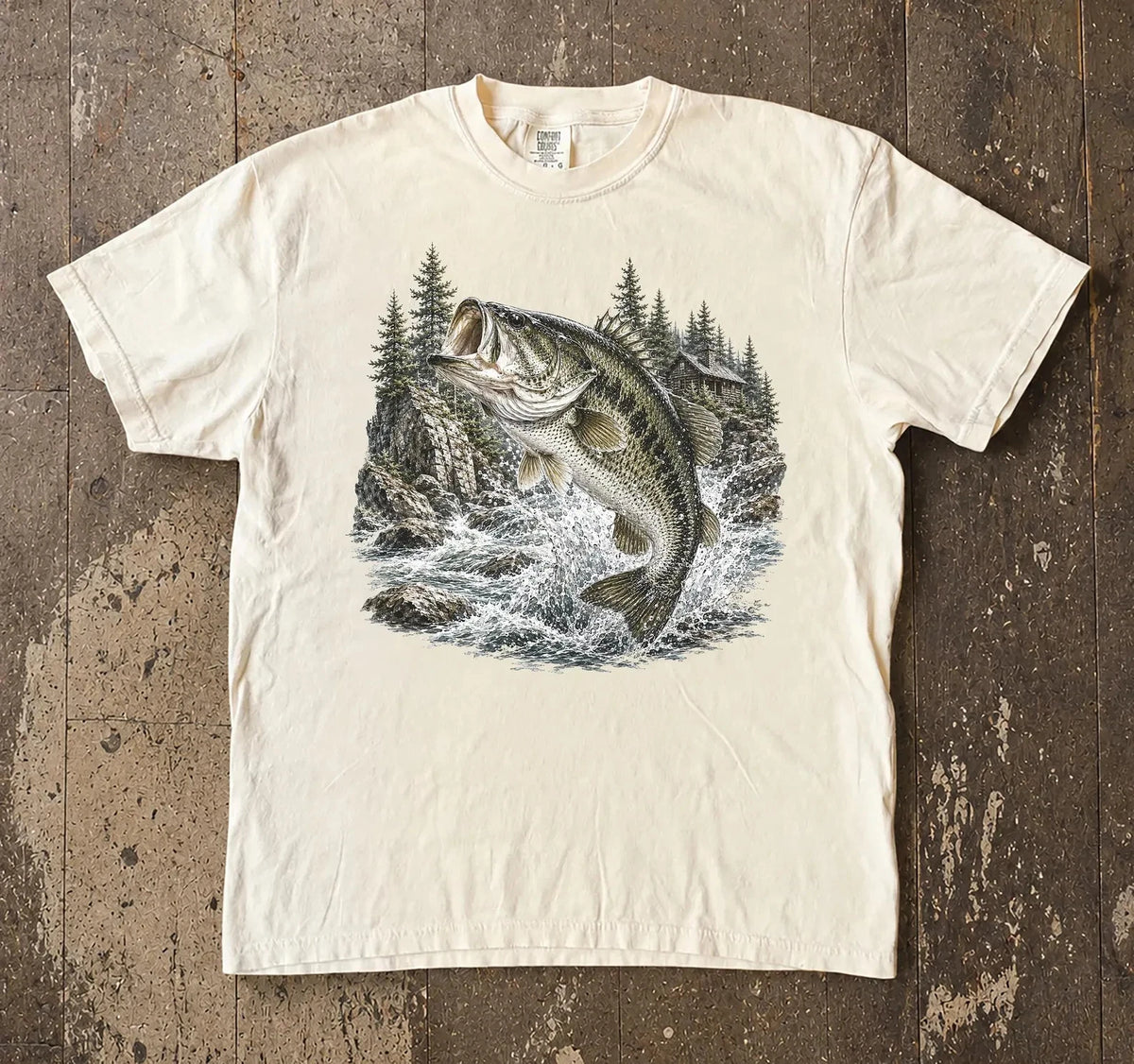 Vintage Largemouth Bass Fishing Graphic Tee Lake Life Angler Shirt