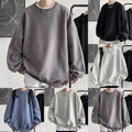 Men Fashion Streetwear Long Sleeve Pullover Sweatshirt Solid Color Top
