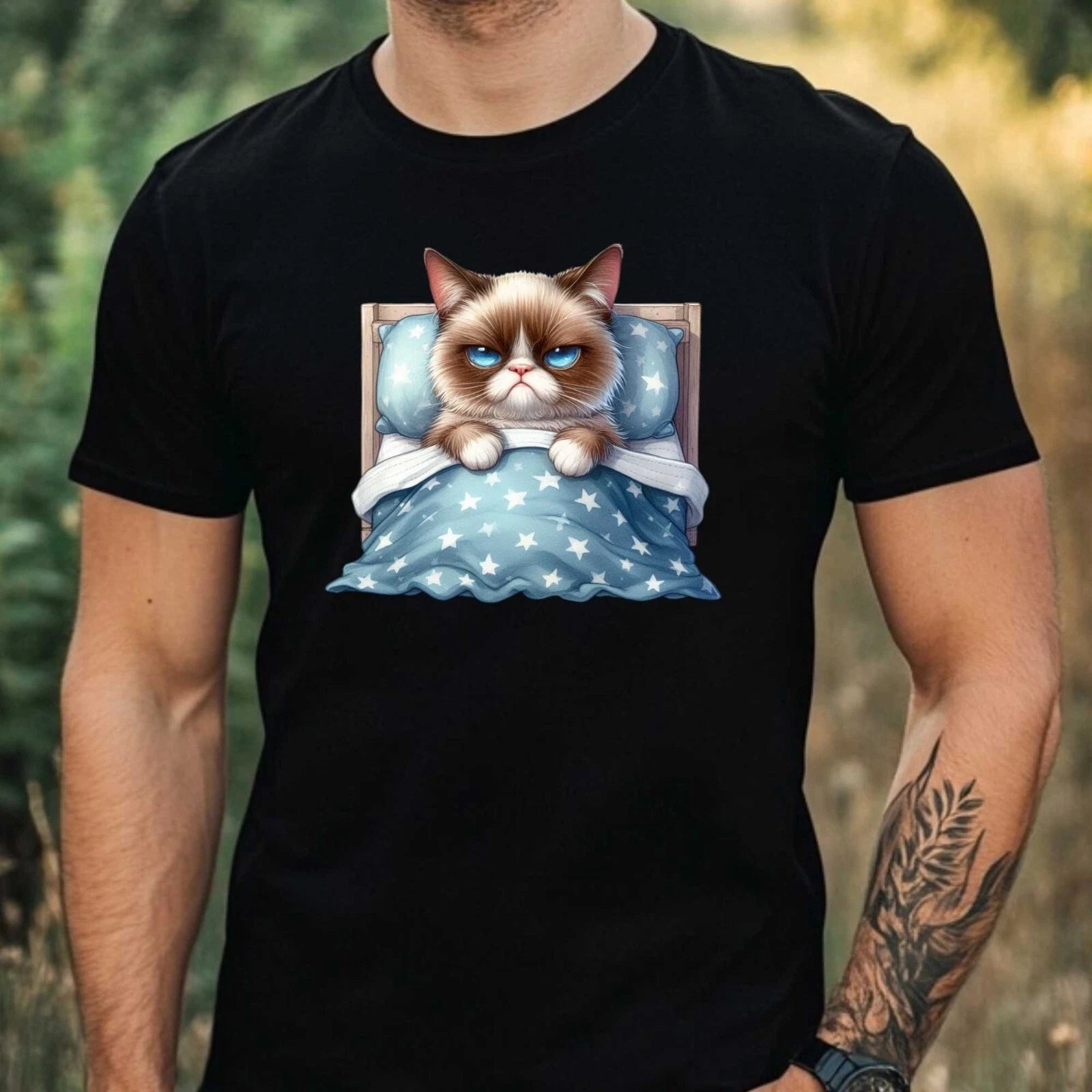 Mens Grumpy Cat Print Cotton T-Shirt Size XS to 5XL