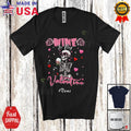 Custom Name Wine Is My Valentine; Pink Skeleton Drinking Wine Drunker T-Shirt