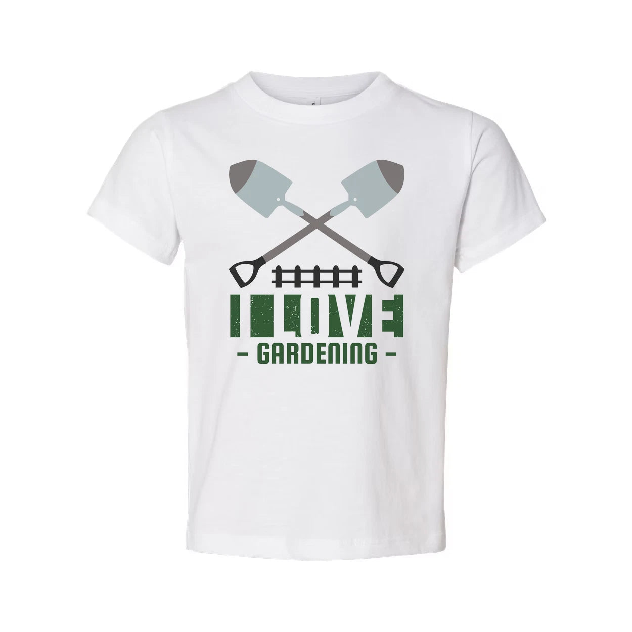 Unisex Gardening T Shirt With Crossed Shovels Emblem And Love Gardening Graphic