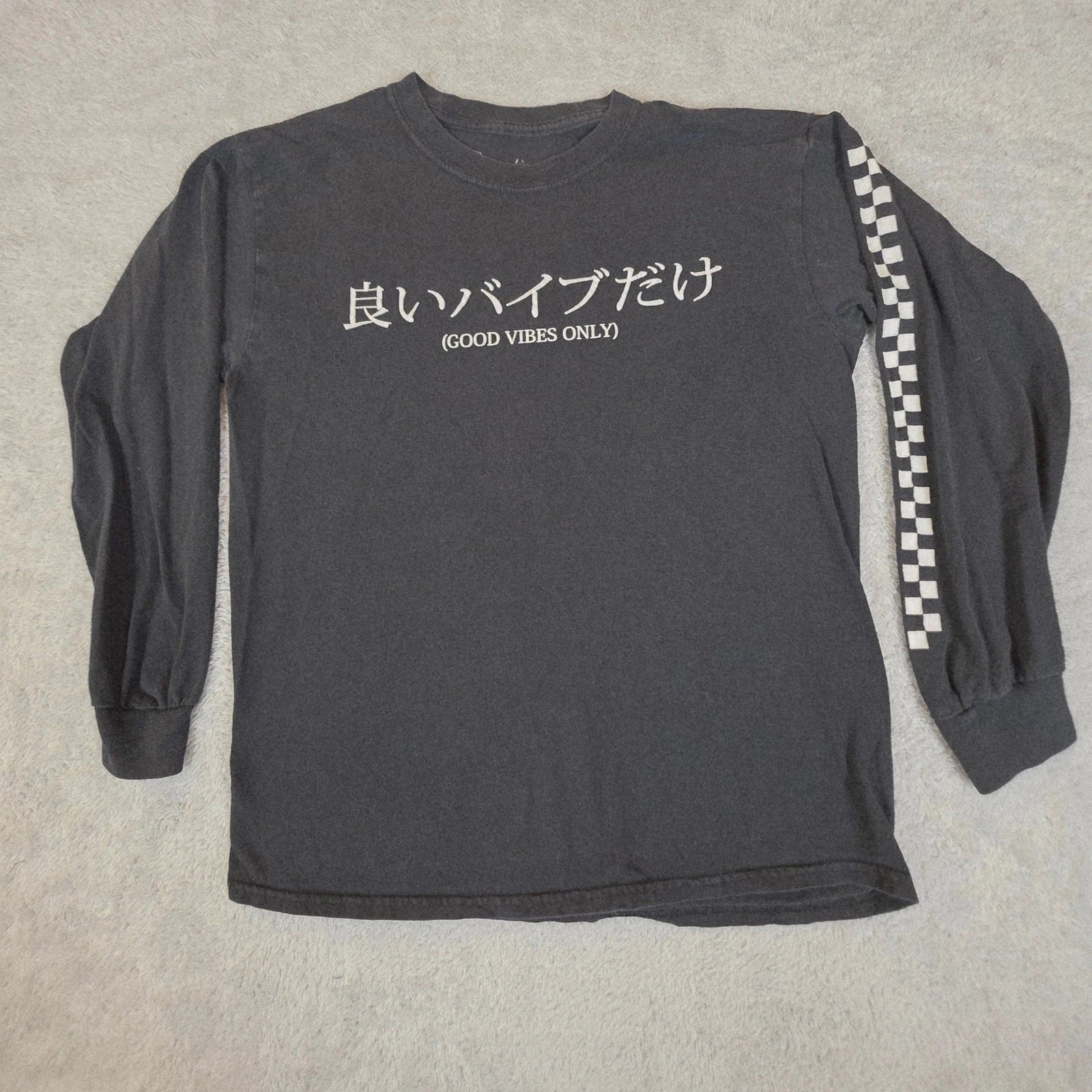 Creative Empire "Good Vibes Only" L/S - M (Fits Small) - Distressed Black