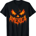 America Halloween Distressed Jack O Lantern Spooky Pumpkin T-Shirt