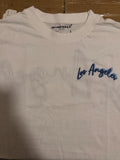 Los Angeles Script Graphic T-Shirt White Minimalist Men's Size L