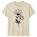 Minimalist Line Art Botanical Flower T-Shirt Floral Art Nature Birthday Gift