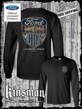 Ford Motors Legendary Power Retro Vintage Style Logo 2-Sided Long Sleeve T-Shirt