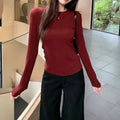 Y2k Women Slim Fit Long Sleeve Crew Neck Tee Top Polyester 95% Spandex 5%