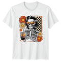 Groovy Skeleton Daisy Summer T-Shirt Indie Aesthetic Retro Style
