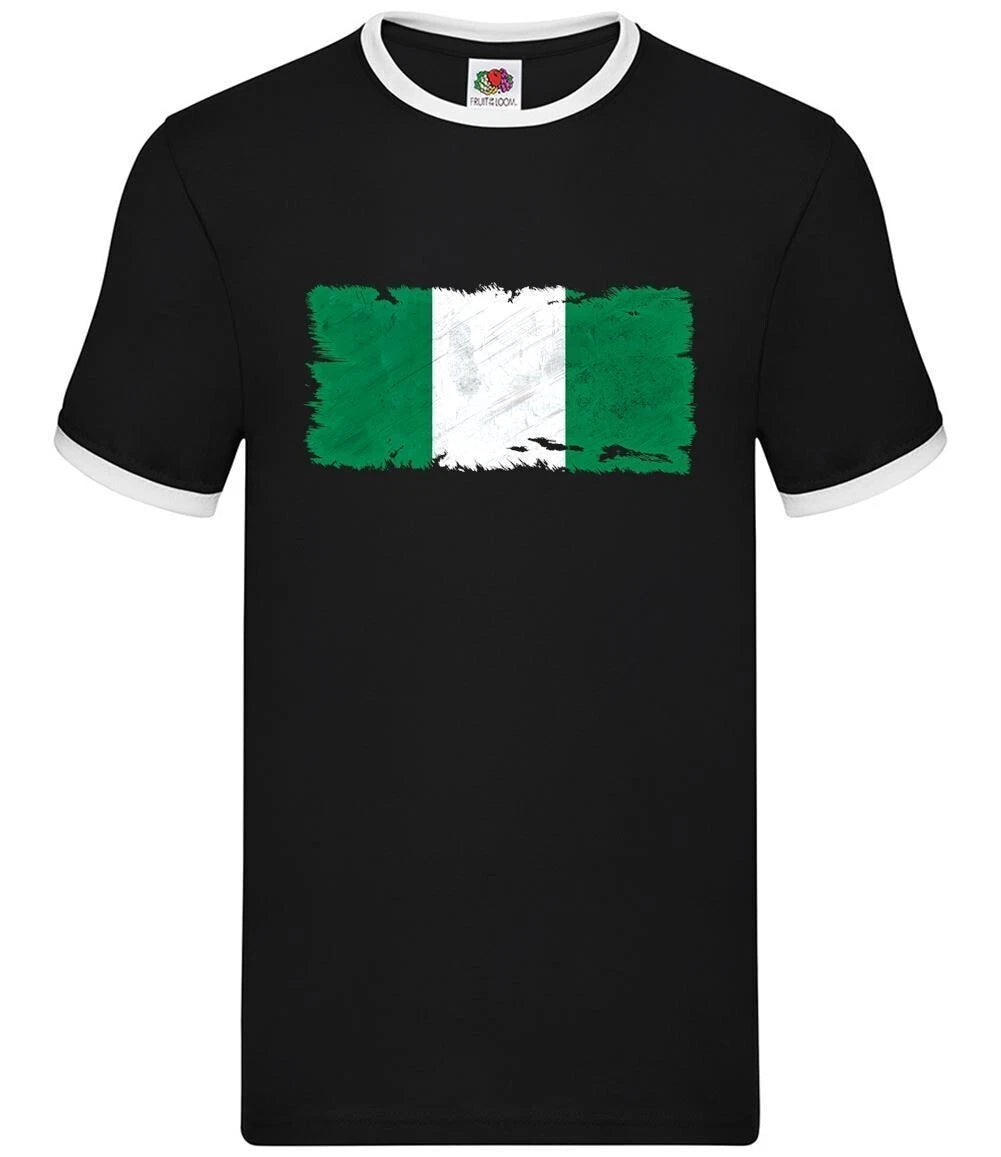 Nigeria Grunge Style Flag - Men Contrast - Nigerian Country Travel Flags