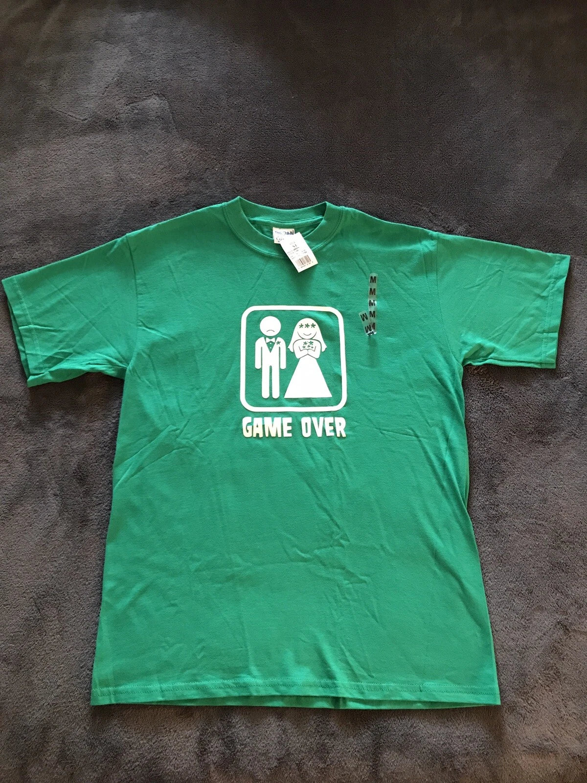 Gildan Medium Size Men T- Shirt Game Over Green And White New With Tags