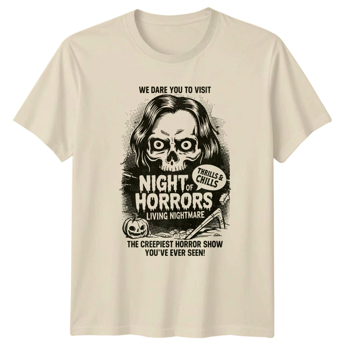 We Dare You To Visit Night Of Horrors Halloween Horror Mens Womens Graphic Top