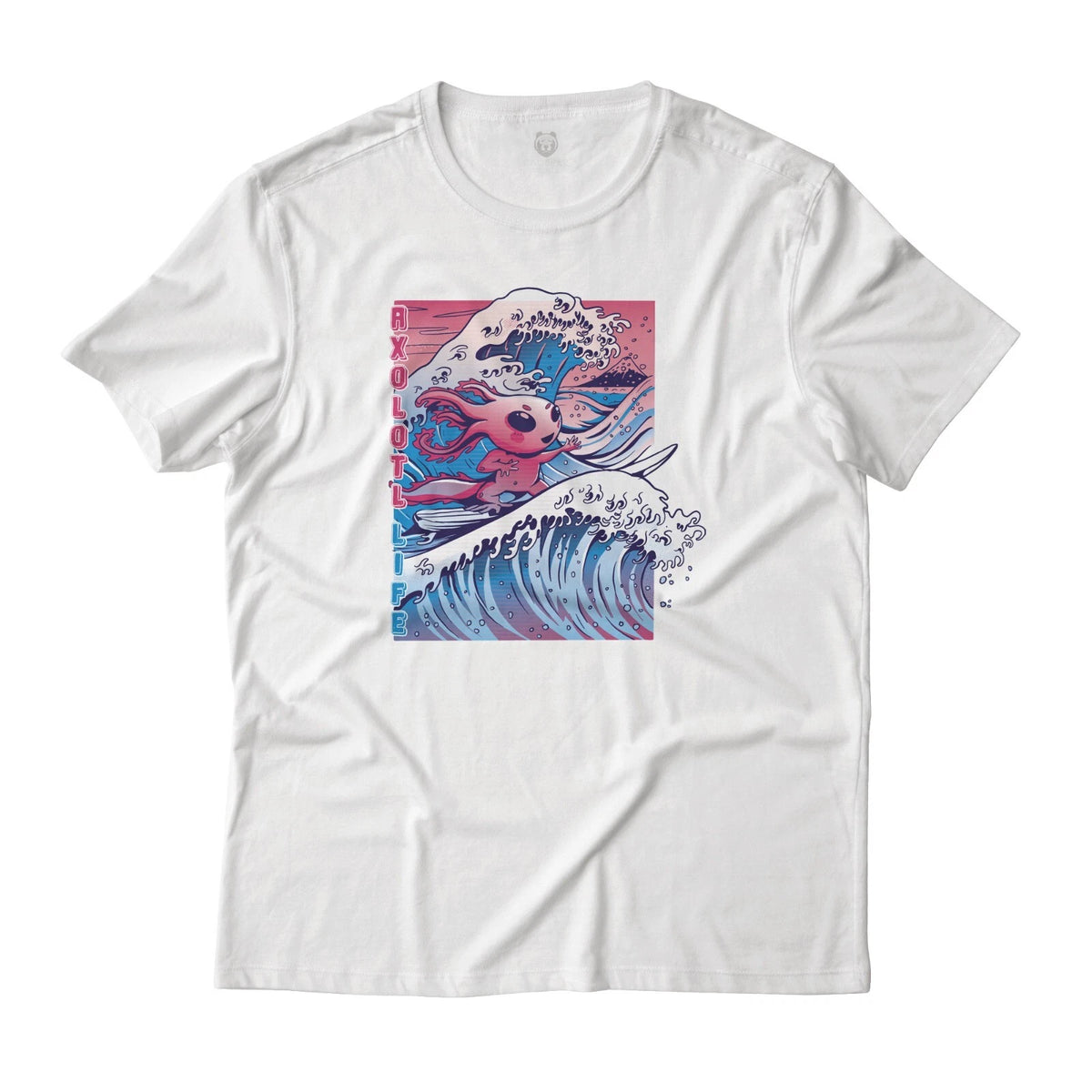 Axolotl Life Surfing On The Great Wave Graphic T-Shirt Unisex Lightweight Cotton