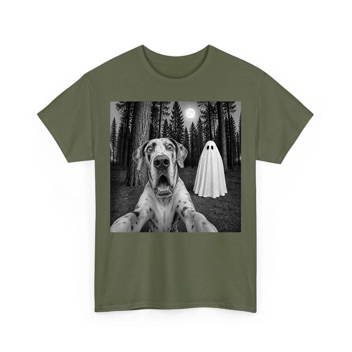 Spooky Great Dane Selfie with Ghost Halloween Dog Unisex T-Shirt