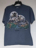 Vintage Y2K Sea Otters Family Cute Alaska Wildlife Wilderness Animal Shirt M