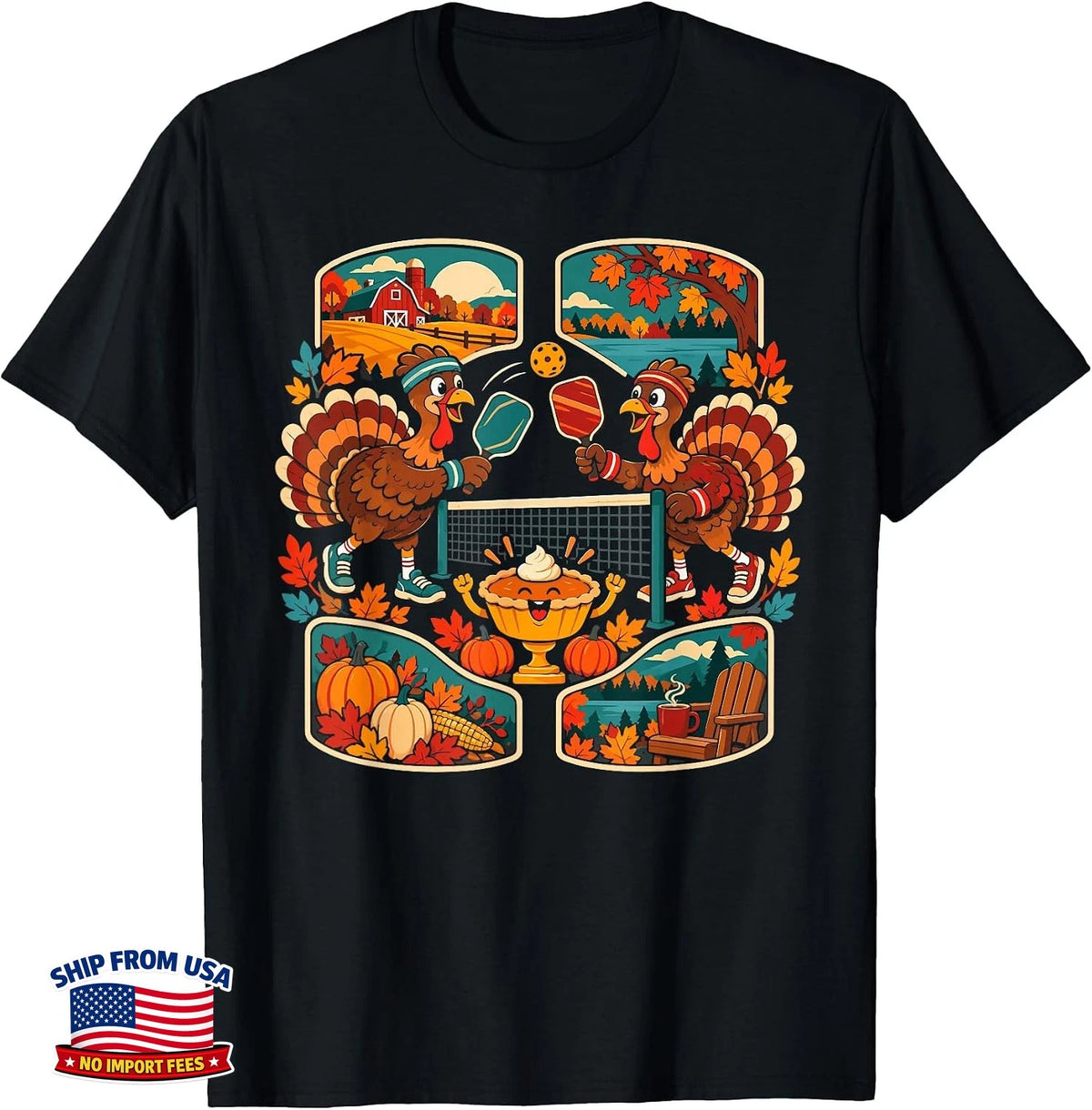 Thanksgiving Pickleball Court Feast T-Shirt