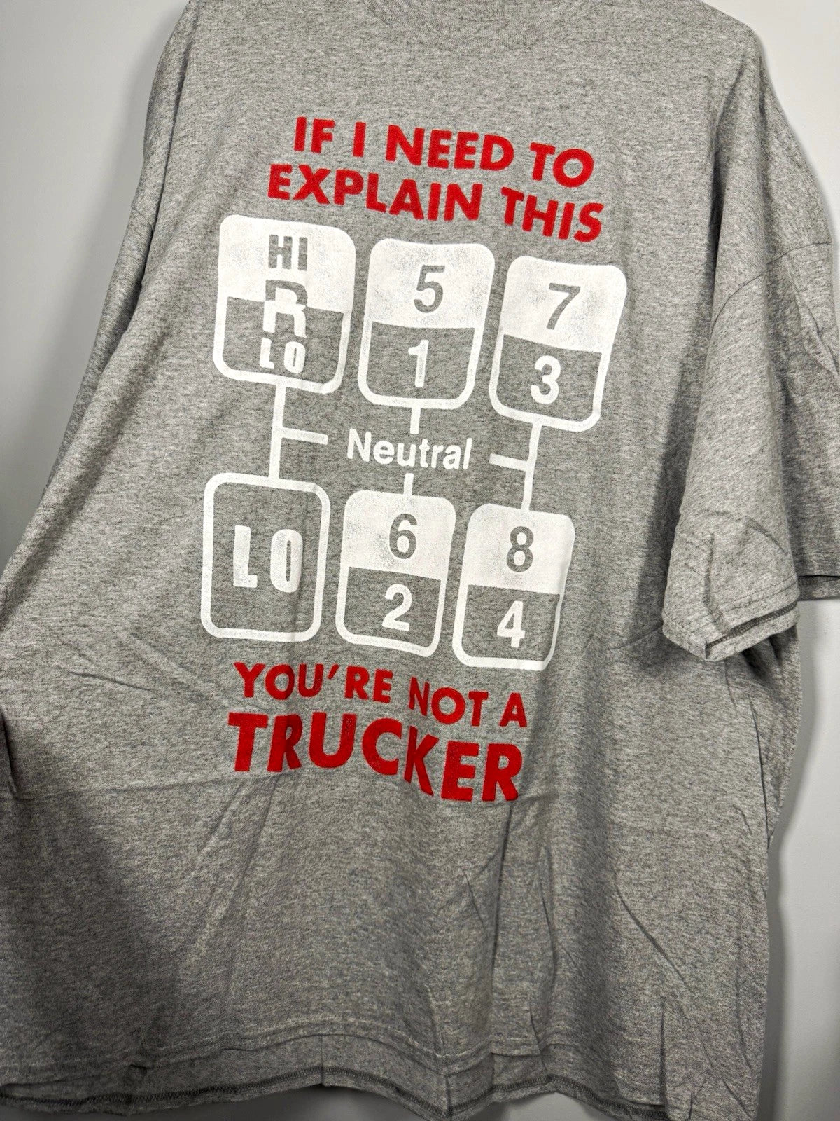 Delta Pro Weight Gray Trucker Quote Graphic Crew Neck T-Shirt Big & Tall 3XL