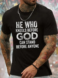 He Who God Graphic Men's Short Sleeve T-shirt, Comfy Stretchy Trendy Tees For Su