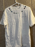 XianAZe White Graphic Print Cotton T-Shirt Men M Short Sleeve Crew Neck