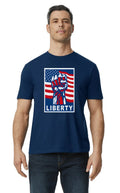Liberty and Justice for all Political quote American Flag blue T-Shirt Gift Tee