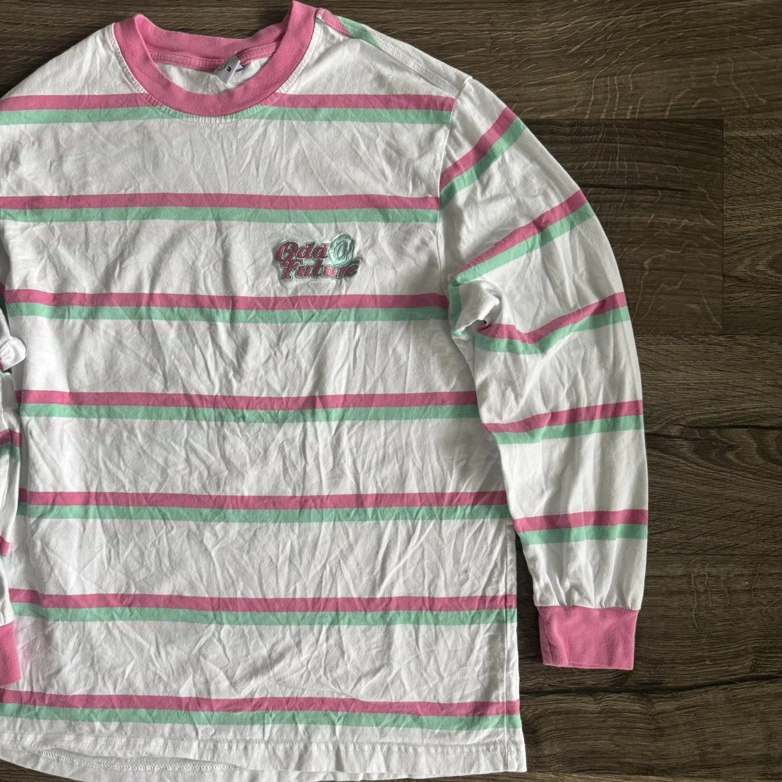 Odd Future Long Sleeve Shirt Men’s Medium White Pink Striped Y2K Skateboarding