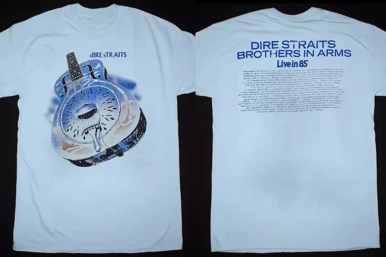 Vinatge Dire Straits Brothers In Arms Live In 85 Tour T-Shirt Gift Fans Music