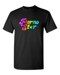 Retro Style T-shirt Novelty Design Groovy 70's P*rno Star Rainbow Text