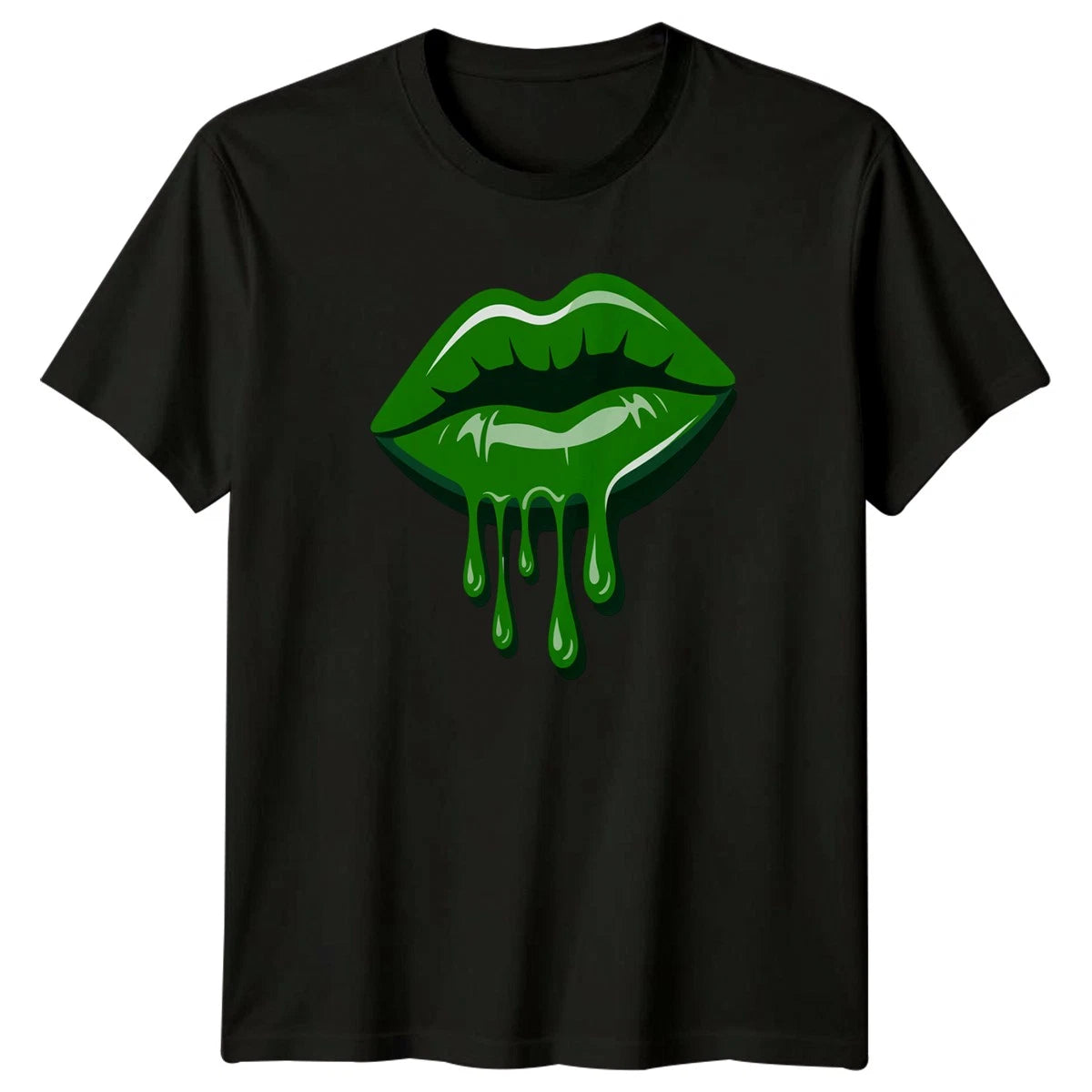 Green Dripping Lips Abstract Pop T-Shirt Pop Art Aesthetic Gift For Him And Her