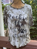 Women's "Rockin the Dog Mom and Aunt Life" green tie dye shirt-XL