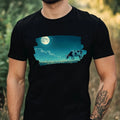 Mens Cow at Full Moon Motif Cotton T-Shirt Size XS to 5XL
