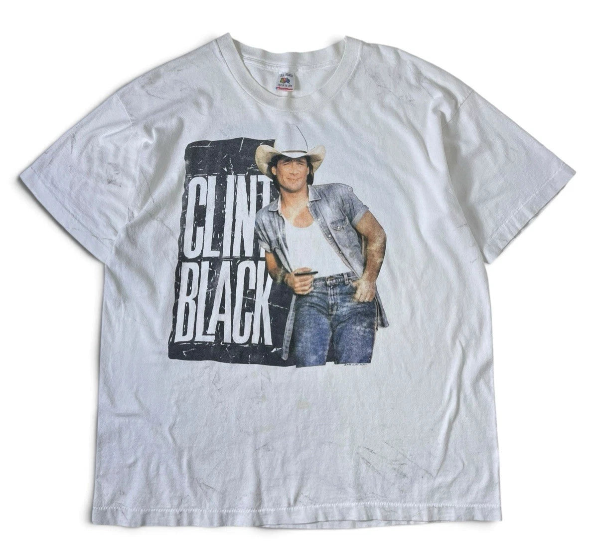 Clint Black THE HARD WAY TOUR Country Music White t-shirt vintage 1990s Size XL