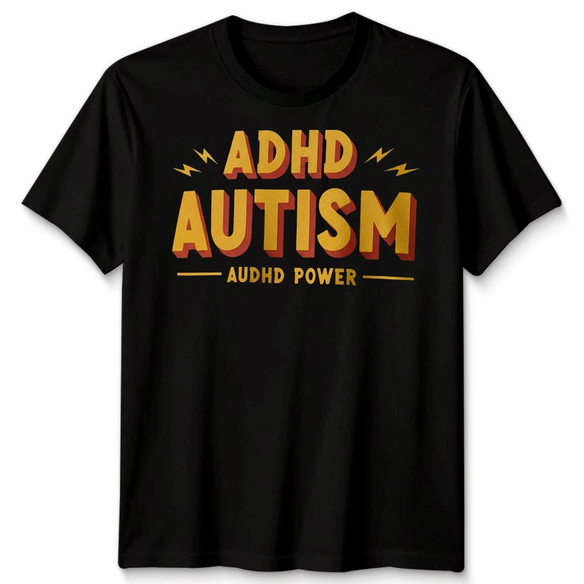 Unisex Tshirt Audhd Power Autism & Adhd Awareness Lightning Bolts Streetwear