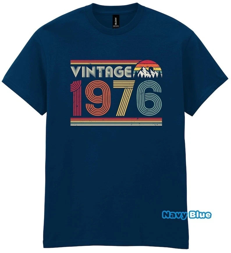 Vintage 1976 T-shirt Retro Classic Style 50th Birthday Gift All size S-5XL