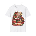 Books & Cozy Cat Christmas T-Shirt | Holiday Reading Stack, Hot Cocoa