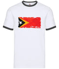 Timor-Leste Grunge Flag Herren Ringer T-Shirt Kurzarm 100% Baumwolle