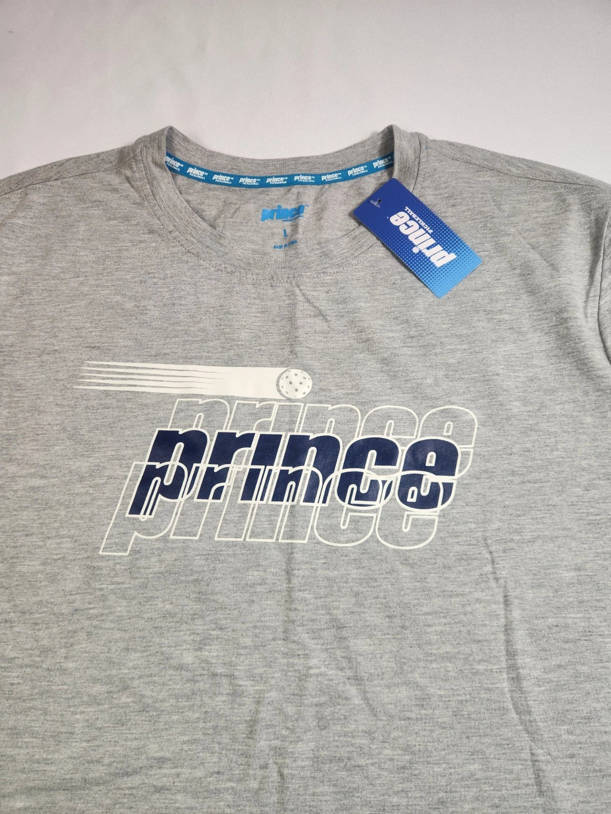 Pickleball T-Shirt Men Large Short Sleeve Heather Grey Prince Causal Fit New NWT