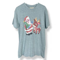 Christmas T-Shirt Santa Rudolph Reindeer Retro Melted Popcorn Graphic Novelty