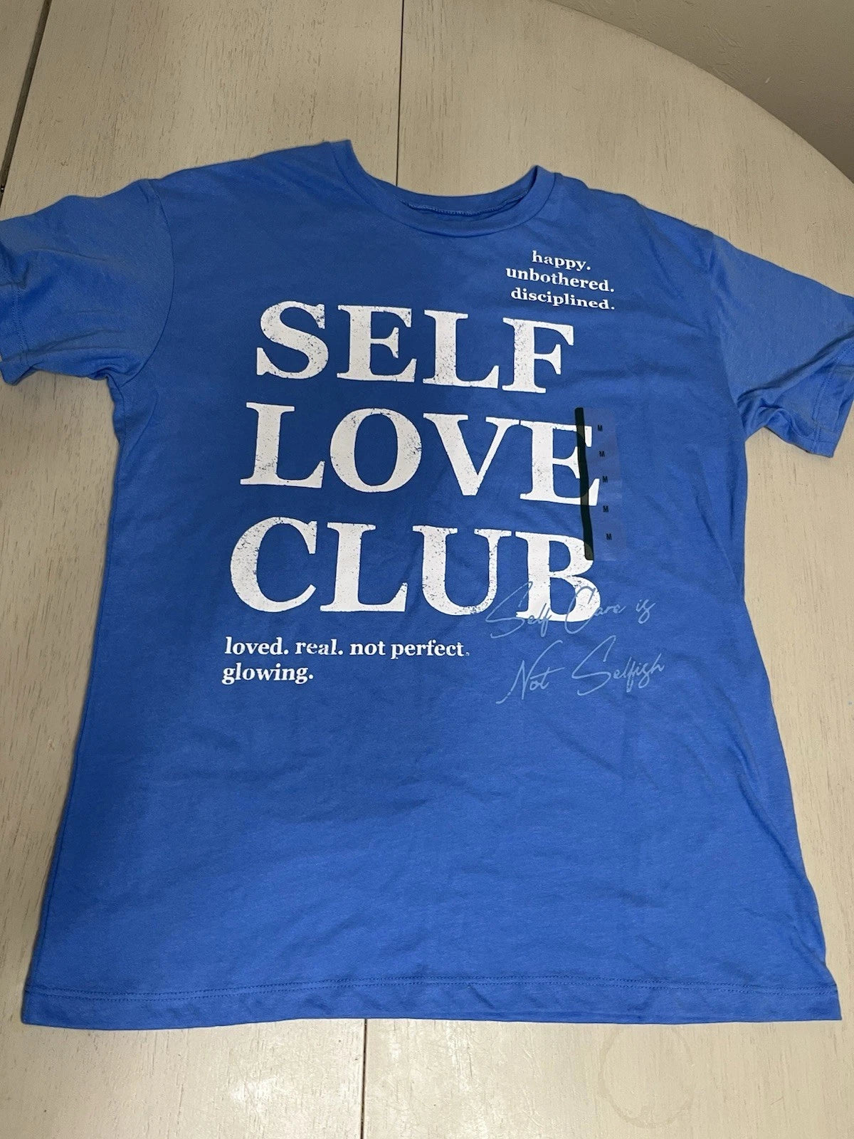 women owned Blue Self Love Club Men's Graphic Cotton T-Shirt M Short Sleeve