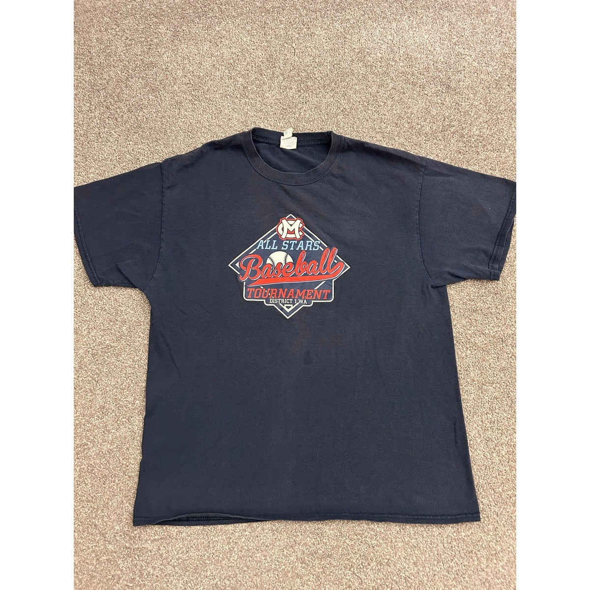 Retro Baseball Core T-Shirt Mens Large Navy Excellent All Stars Tournament