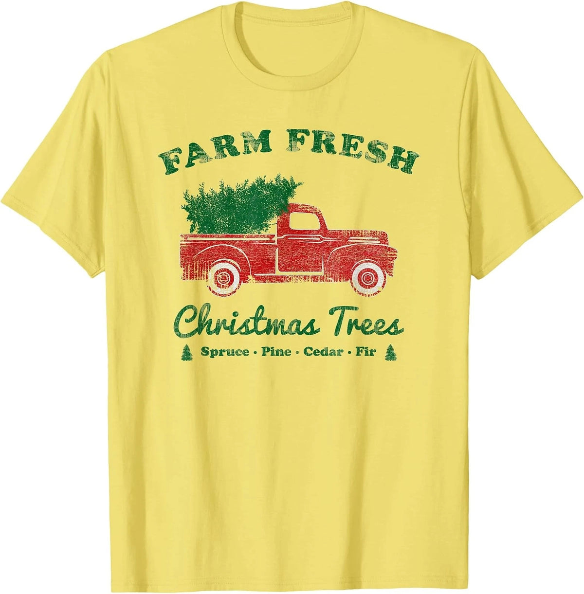 Retro Red Truck Farm Fresh Christmas Tree Graphic Tee Image 1 of 3